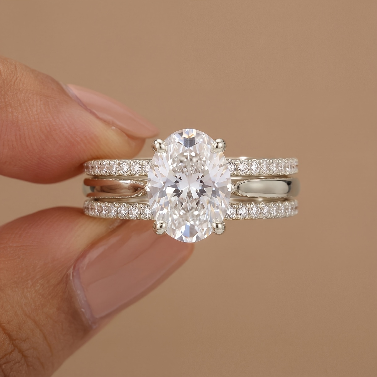 3pc Delicate Four Claws Ring Set for Women